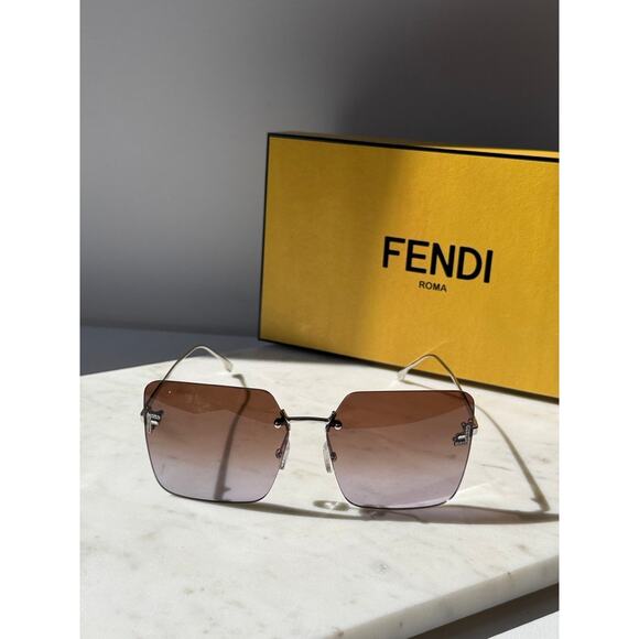 NEW Fendi FE4082US Rimless Crystal Brown Sunglasses - Picture 4 of 7